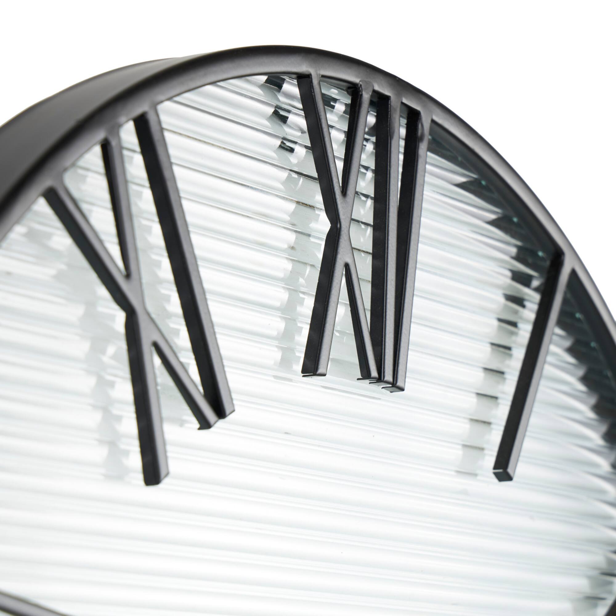 28" Black Metal Wall Clock with Clear Glass Face